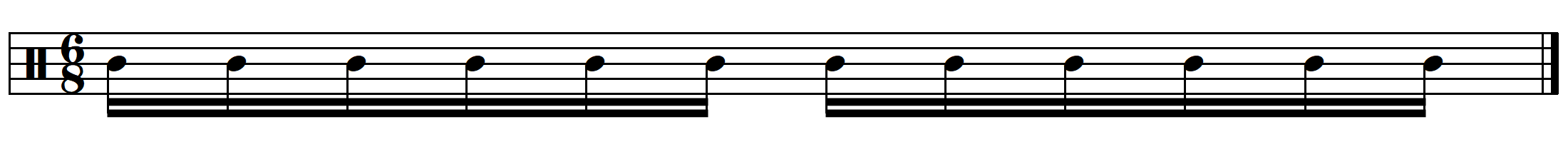 rhythmic dictation compound duple meter example 5